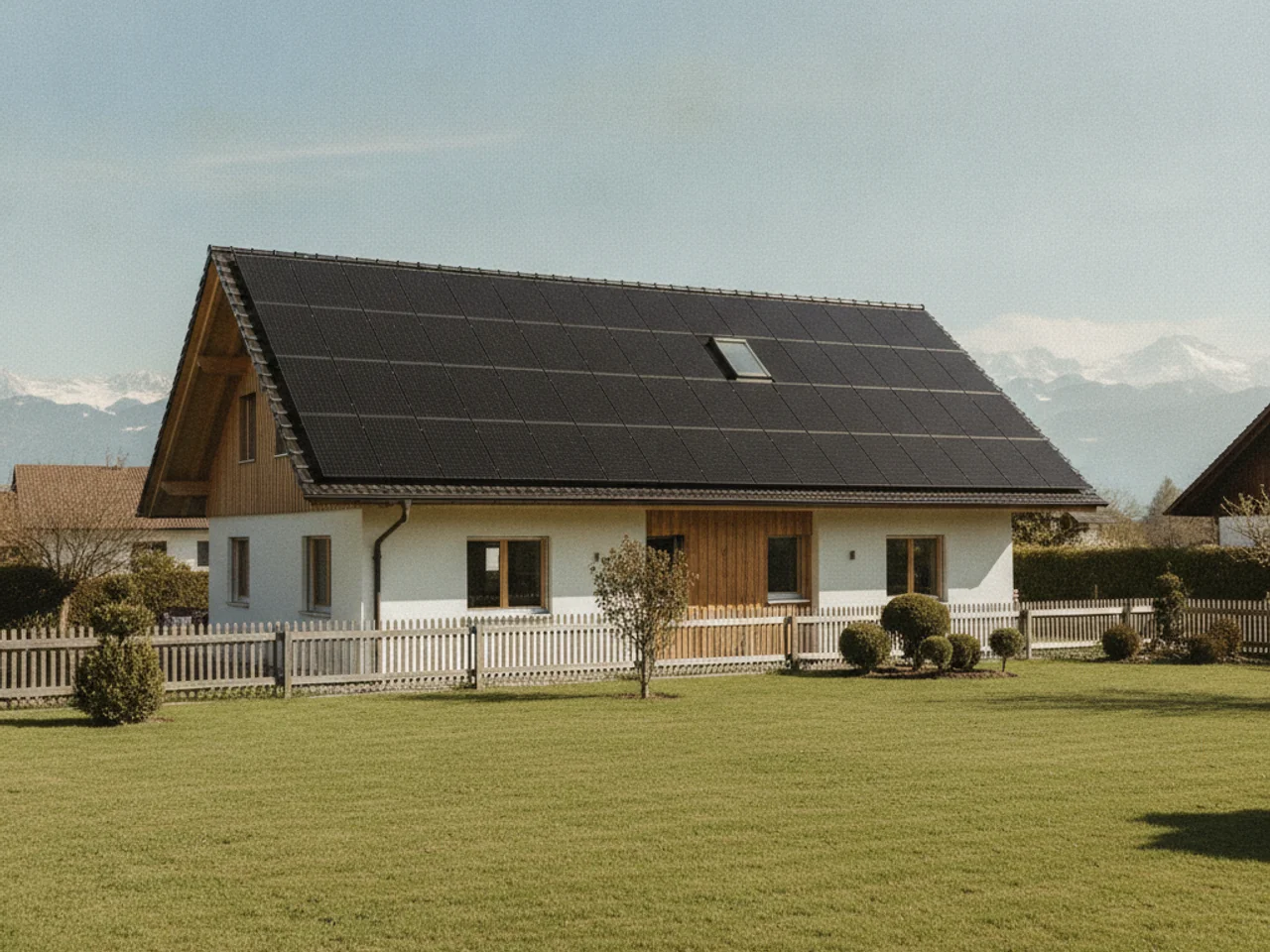 Modernes Schweizer Haus mit Solaranlage